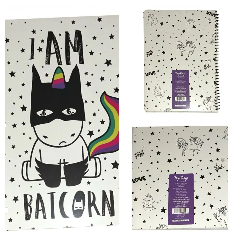 3x Markings by C.R. Gibson 1 Subject Wide Ruled Notebook 70 Pages Each